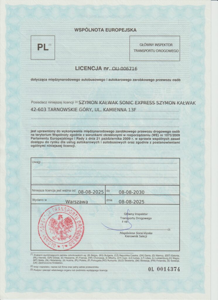 Licencja wspólnotowa Sonic Express